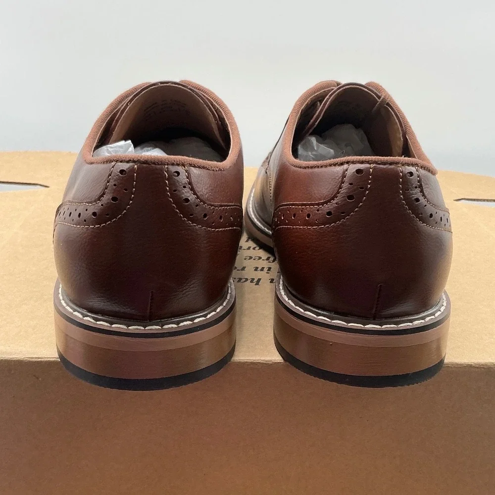 Madden Mens M-Eder Brown Derby Dress Shoes Brogue Detail Ortholite Size 8.5